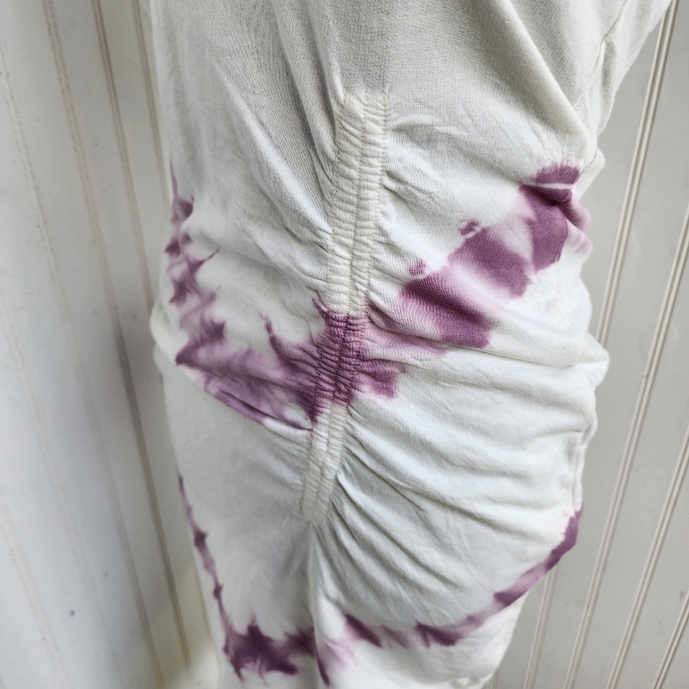 VENUS Women's Tie Dye Ruched Lounge Dress White & Purple Cotton Blend XS - Picture 6 of 16